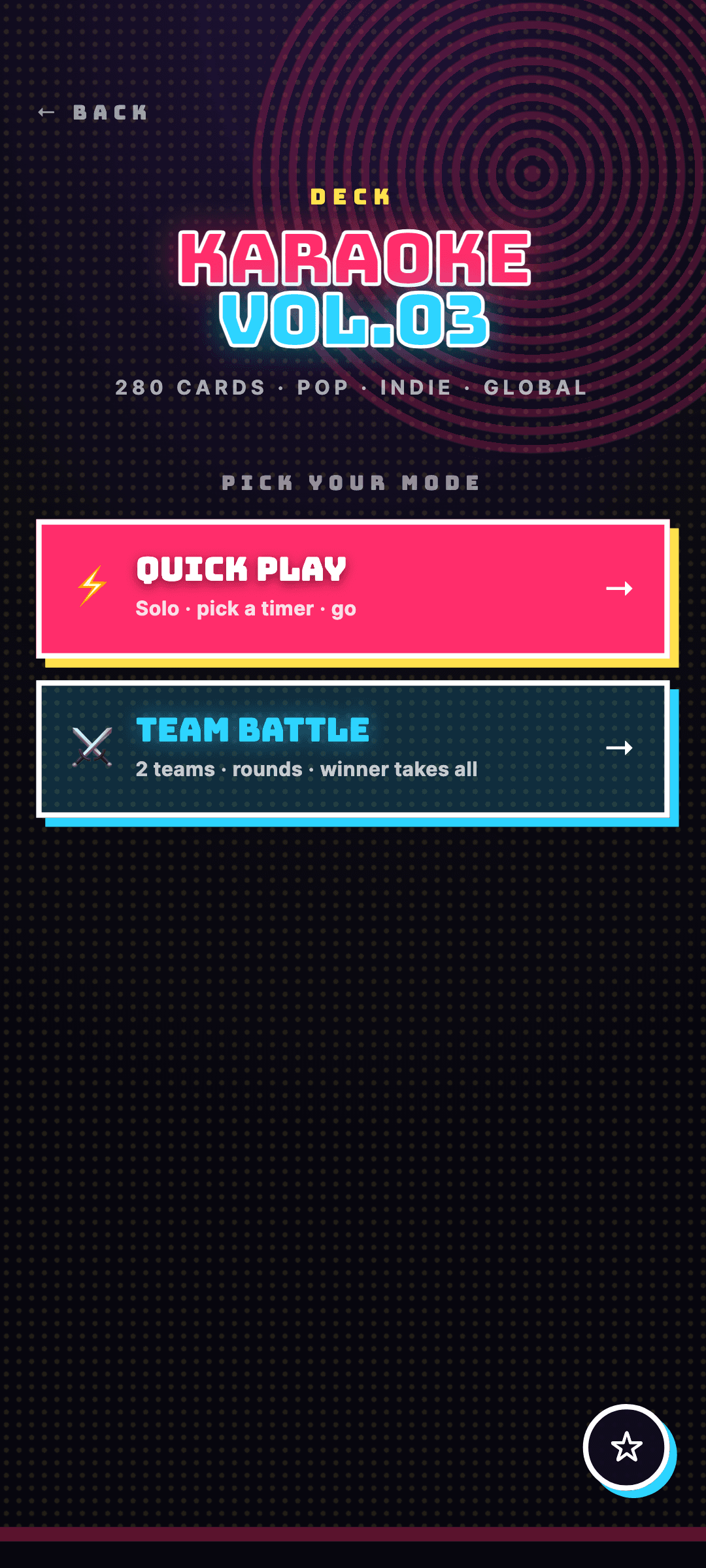 Choose Quick Play or Team Battle mode