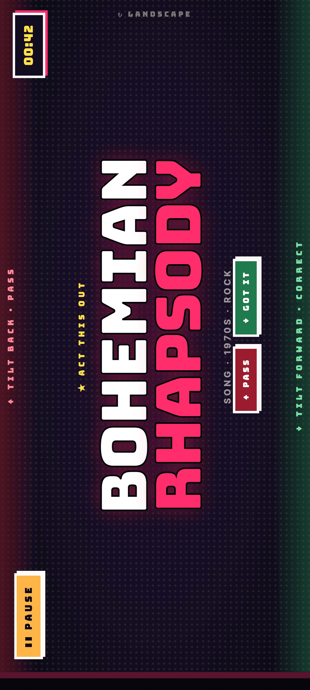 Heads-up phone-on-forehead gameplay with tilt-to-score